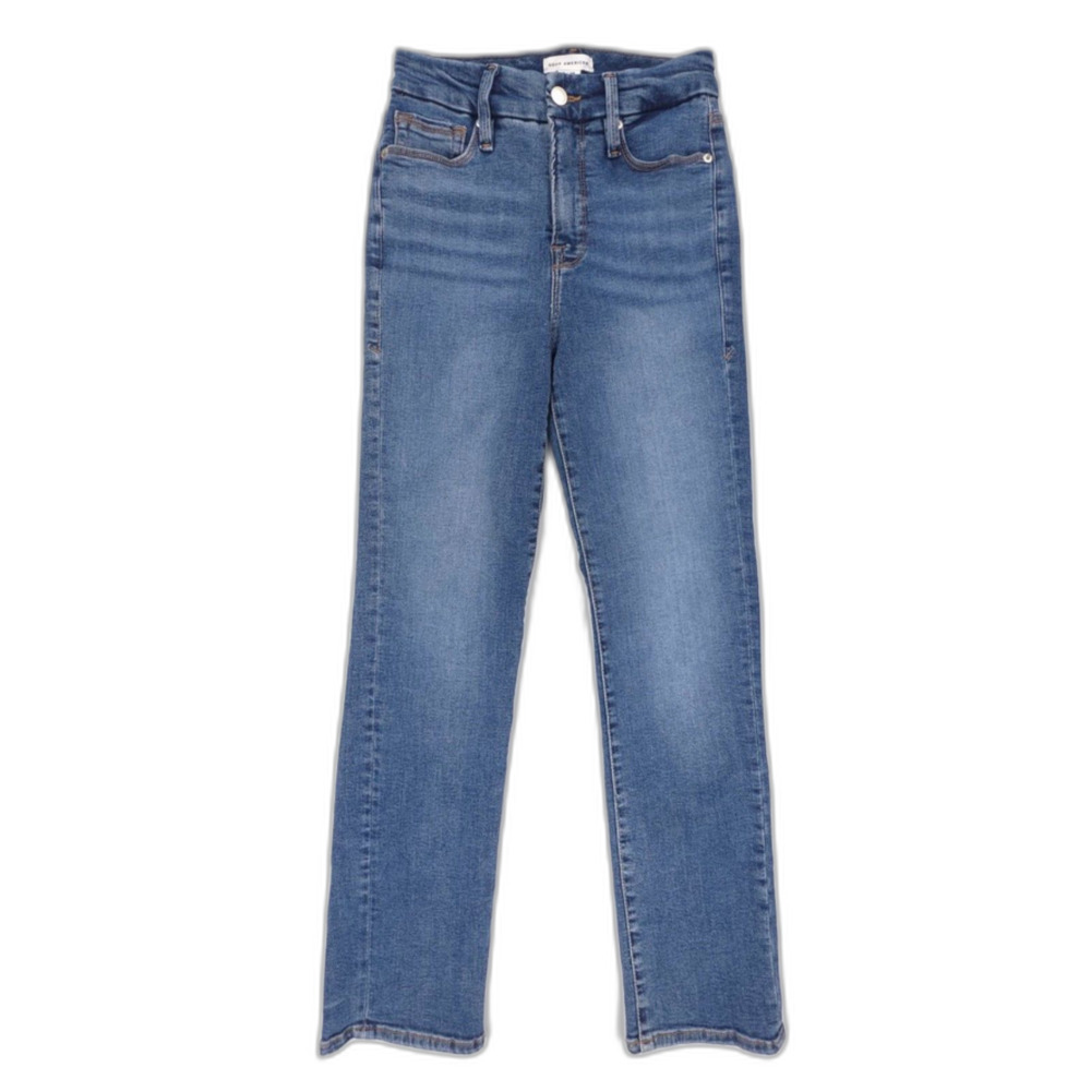 GOOD AMERICAN Good Straight 90s Mom Jeans Minimal Y2k Clean Girl Essential 25